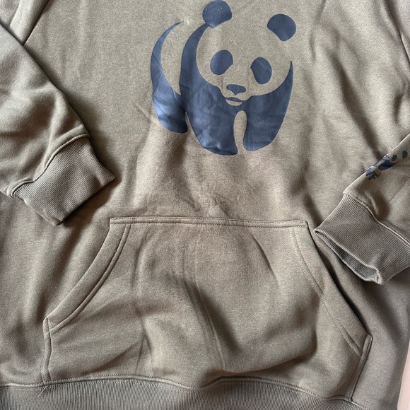Men's Olive Green Hoodie with Panda Design from World Wildlife Fund - Picture 2 of 4